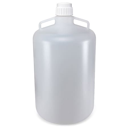 Globe Scientific Carboy, Round with Handles, HDPE, White PP Screwcap, 50 Liter, Molded Graduations 7340050